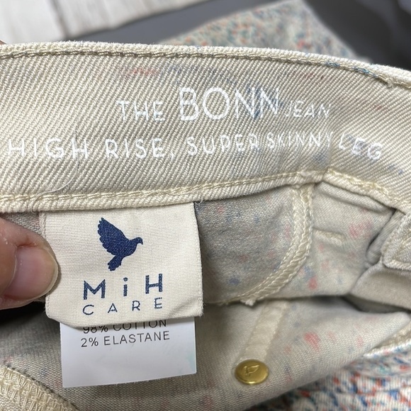 MiH Jeans Beige Denim Splatter Bonn High Rise Super Skinny Italy Size 28 - Picture 13 of 13